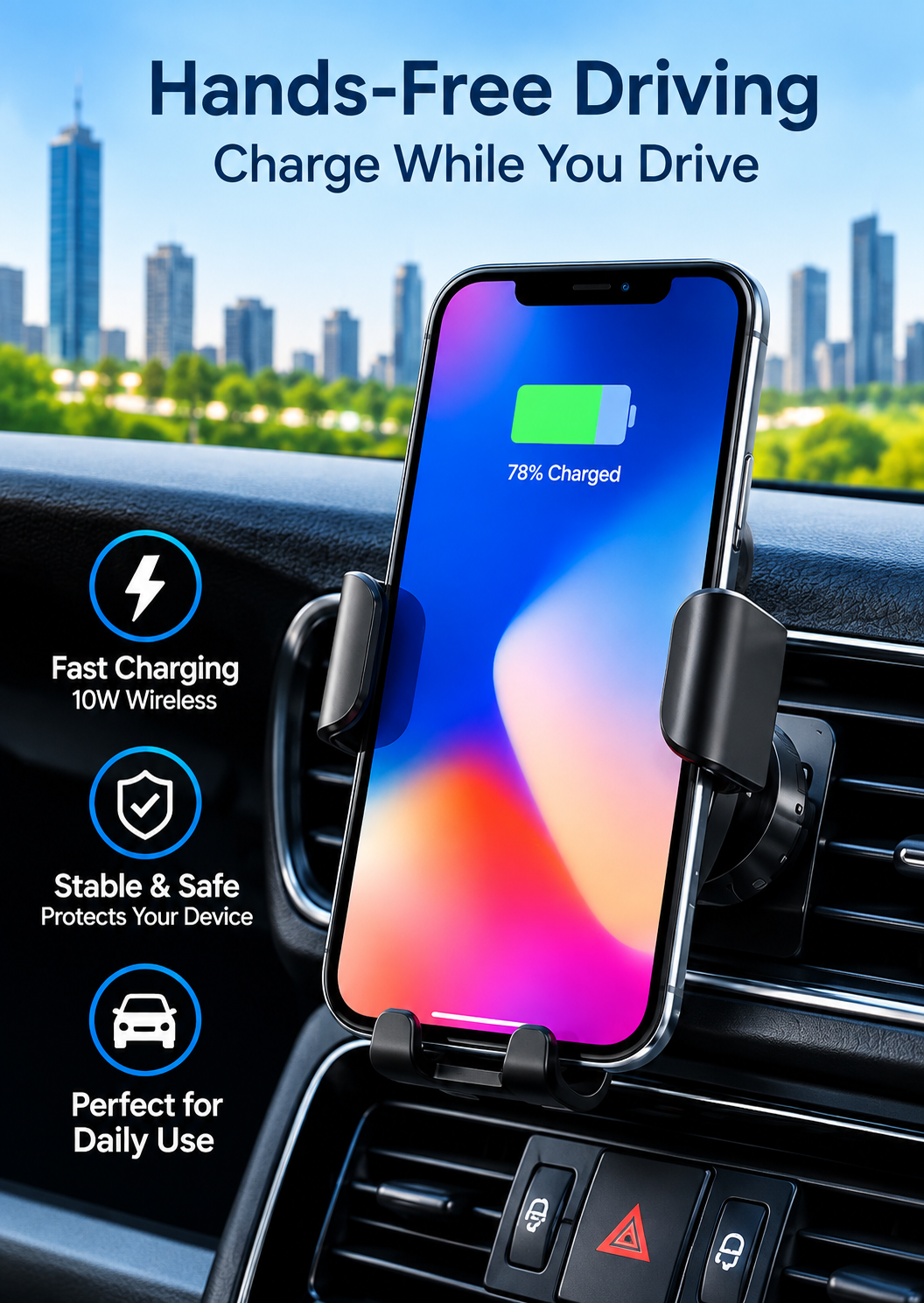Auto-Clamping Wireless Car Charger Phone Holder