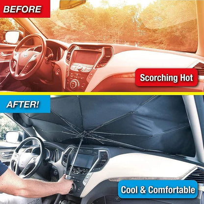 BrellaShield Car Windshield Sun Shade – Foldable Umbrella-Style Car Sunshade
