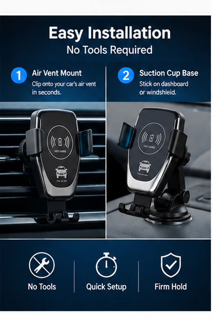 Auto-Clamping Wireless Car Charger Phone Holder